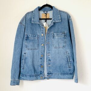 Thrills Canyon Oversized Denim Jacket Men S Blue Button Barn Chore Skater Grunge